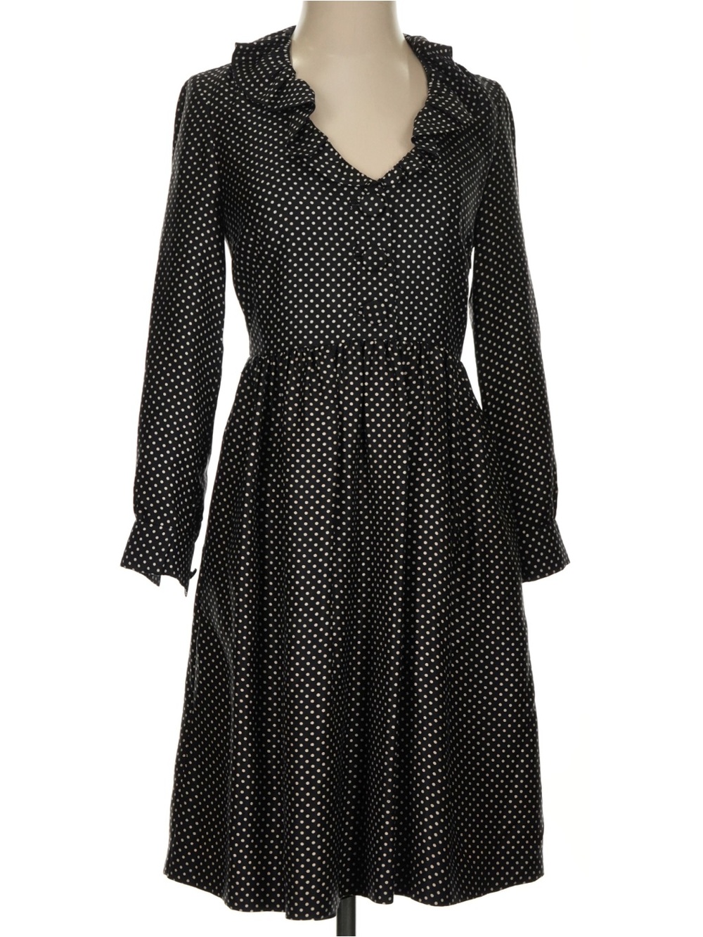 J. Crew Black Polka Dot Long Sleeve Dress